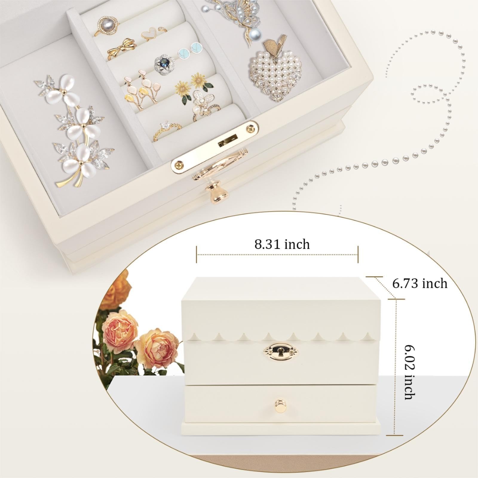 Lihou PapaQ Wooden Ballerina Medium Musical Jewelry Box with Mirror and Lock …