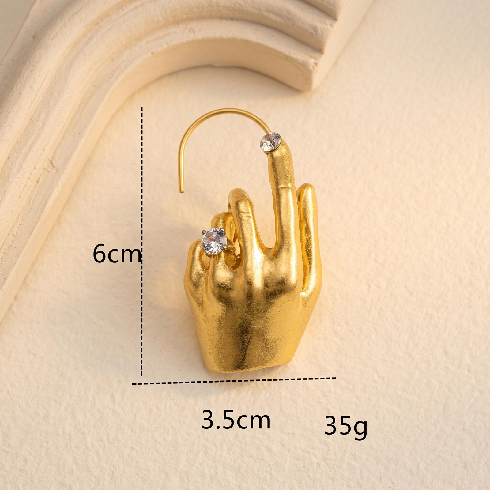 Sculptural Hand Ear Cuff Earring Avant-Garde Schiaparelli Inspired Single Piece