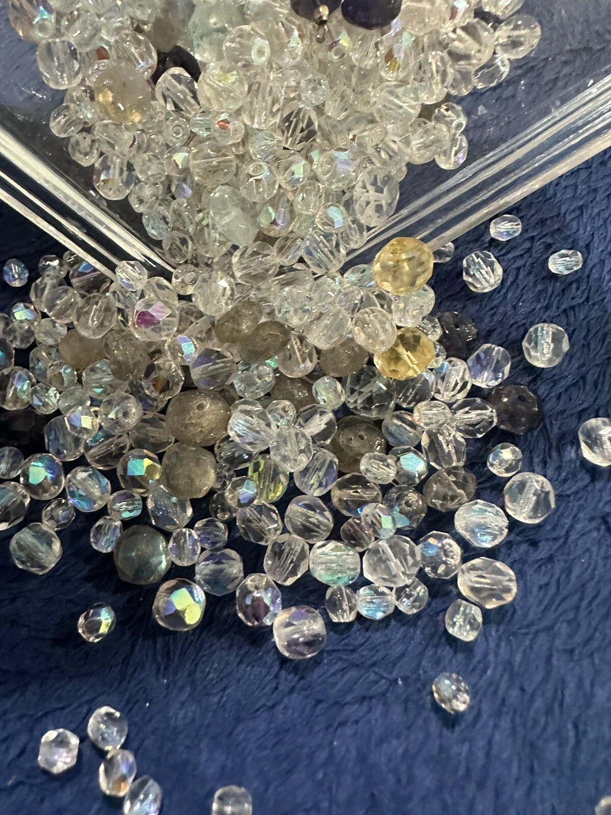 Swarovski AB,sapphire And Citrine Bead Lot. 4-7mm. 114g