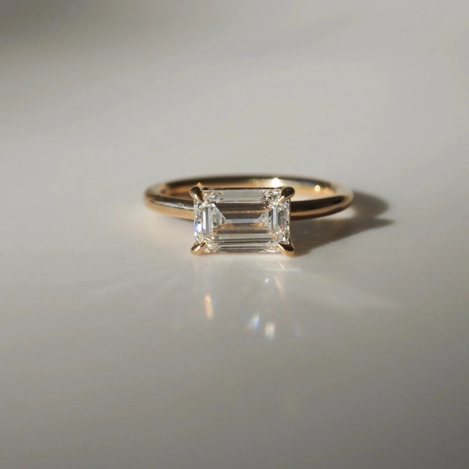 Rare 3 Ct Certified Emerald White Diamond Solitaire Ring 14k Yellow Gold Plated