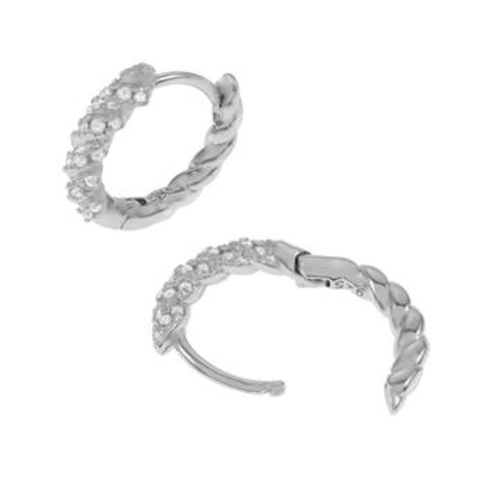 Genuine White Sapphire Huggie Hoop Earrings in Solid Sterling Silver – 1 ctw.