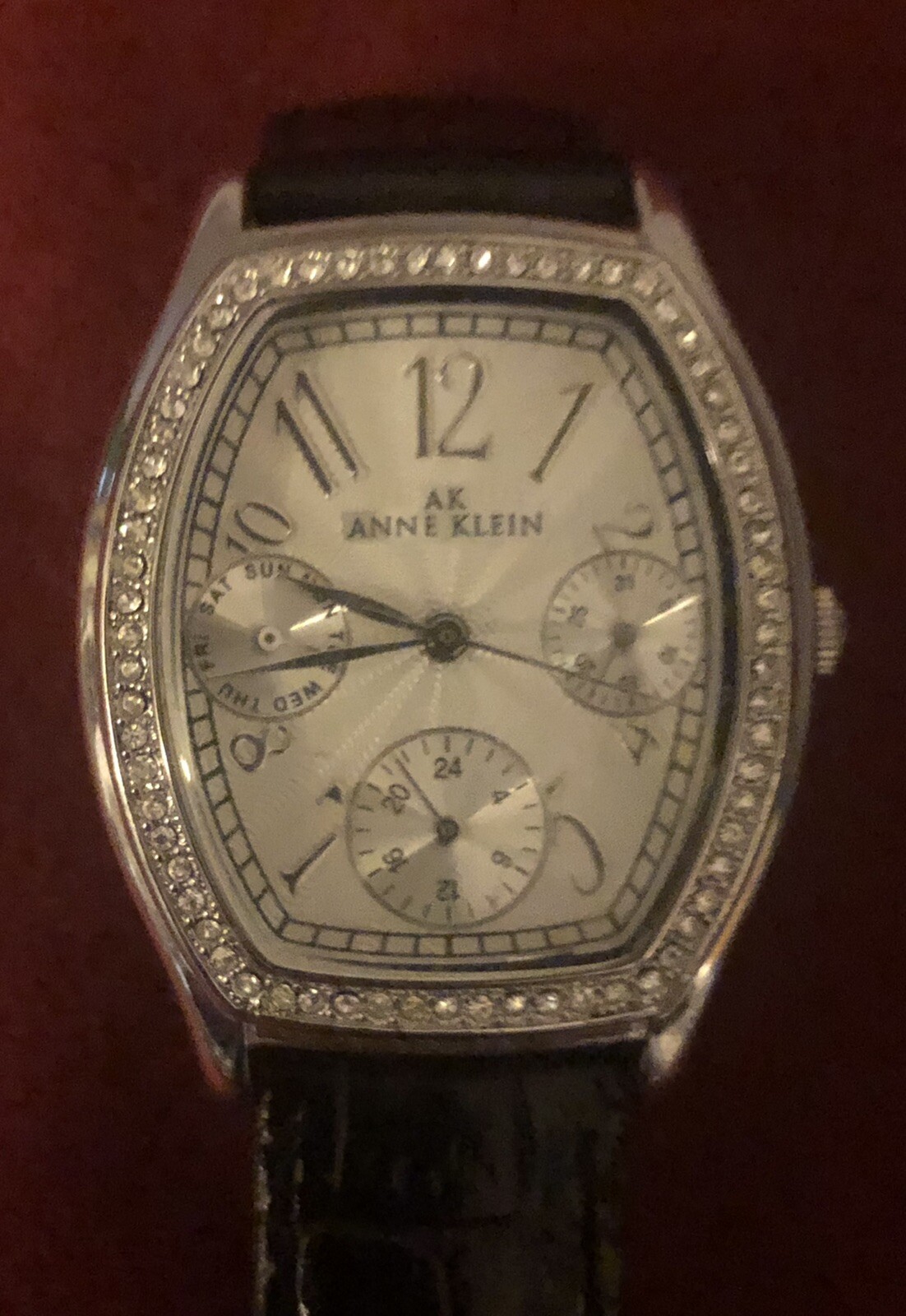 AK Anne Klein Lady’s Formal Dress Quartz Watch Leather Band With Gift Box