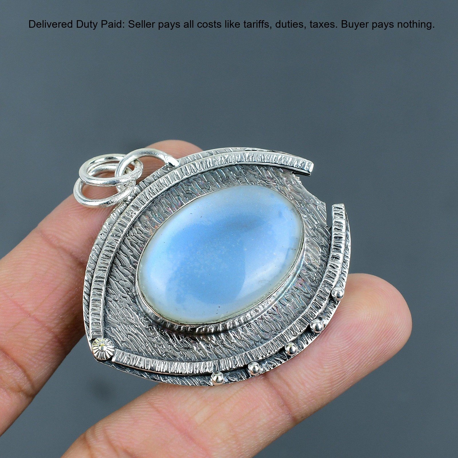 Natural Rainbow Moonstone 925 Silver Handmade Birthday Mother Engagement Pendant