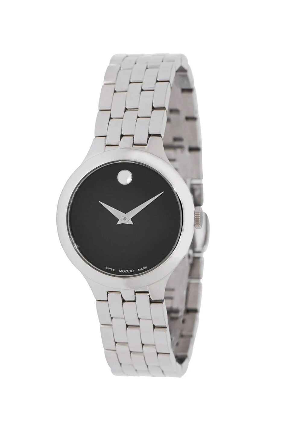 Brand New Movado Women’s Veturi Black Dial Stainless Steel 28mm Watch 0607418