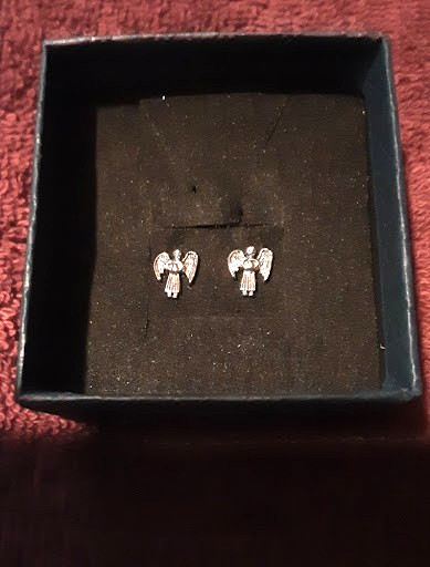 Vintage 925 Sterling Silver Angel Stud Earrings Tiny Detailed 0.98grams