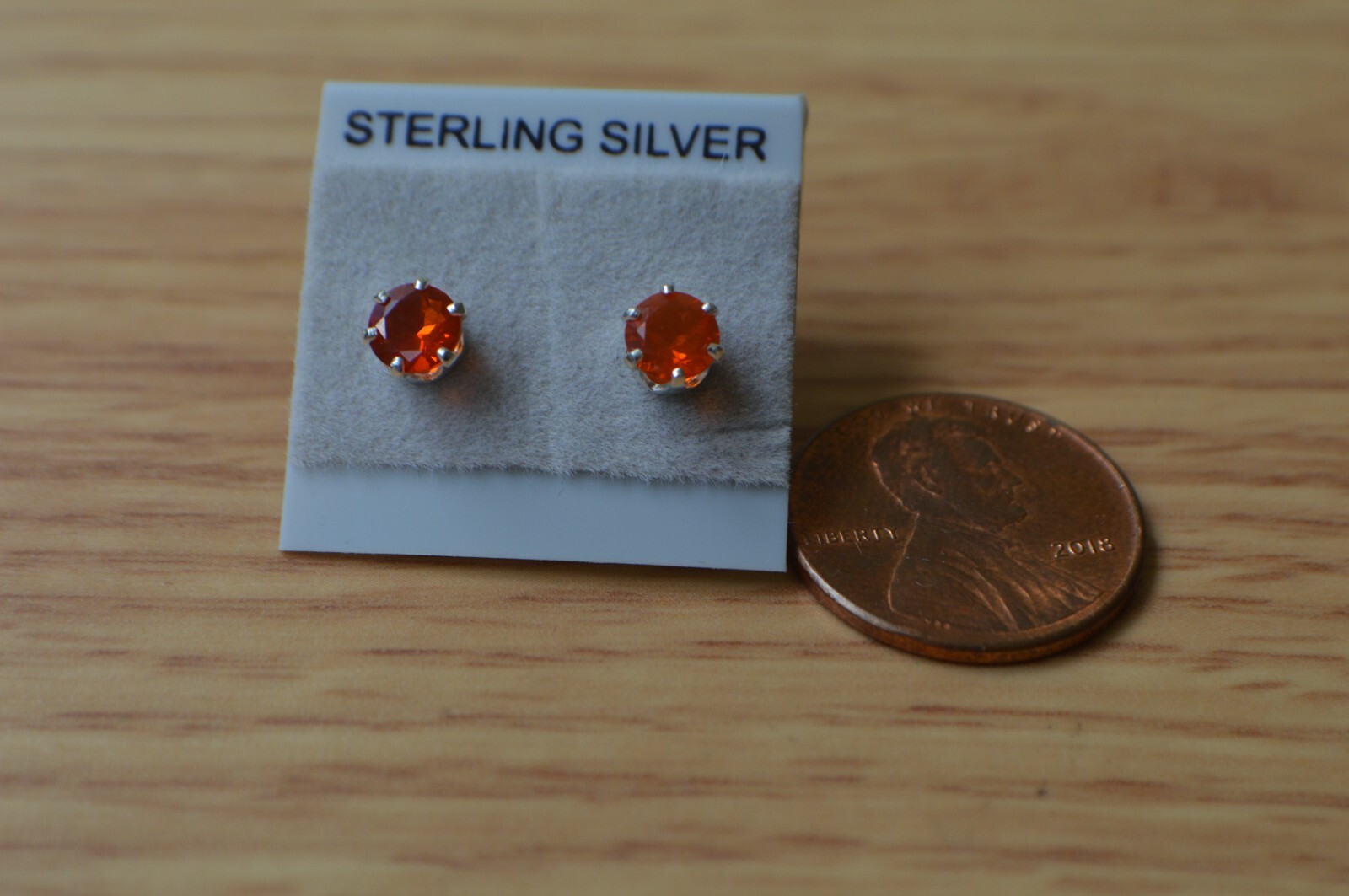 0.57ct Crimson Fire Opal Solitaire Sterling Silver Earrings 4.5mm
