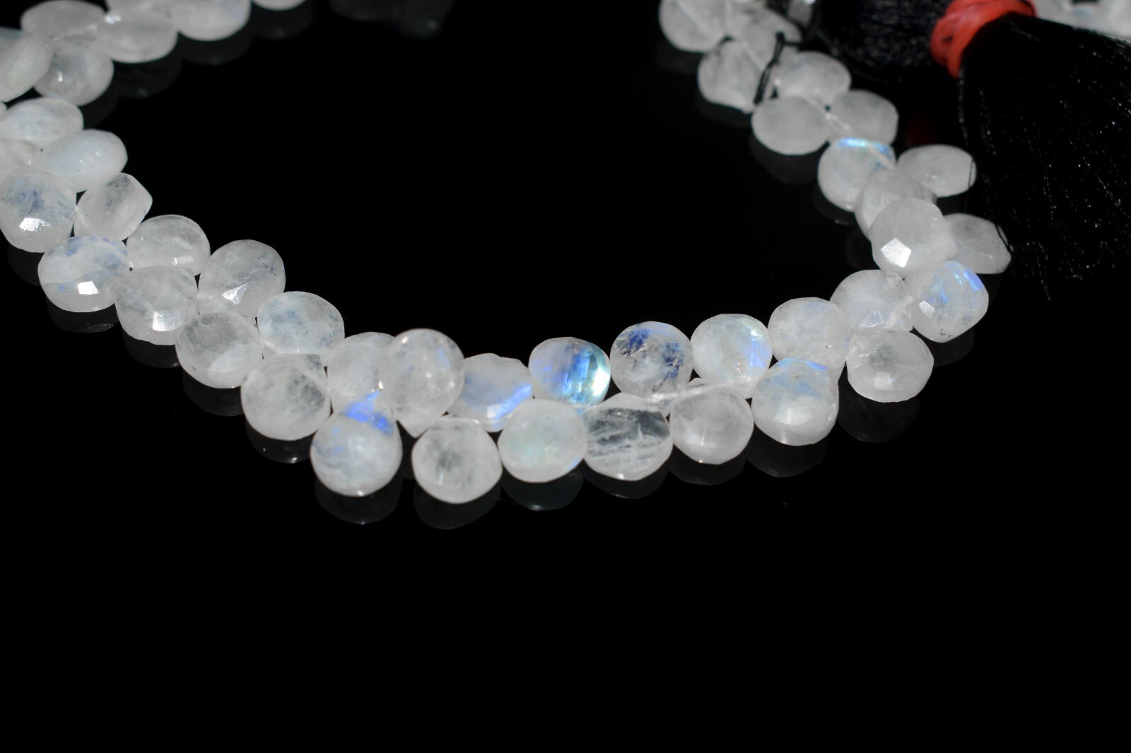 Natural Flashy Moonstone Faceted Pear Heart Briolette Shape Gemstone Beads 10Pcs