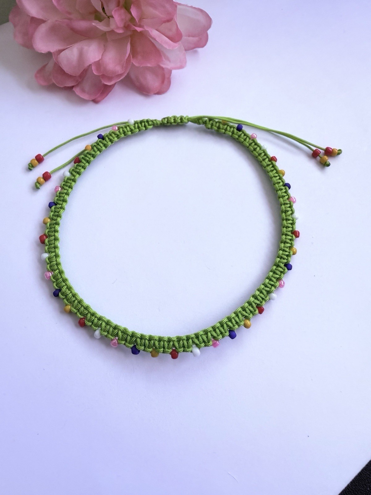 Macrame Woven Anklet, Unisex, Anklet With Beads