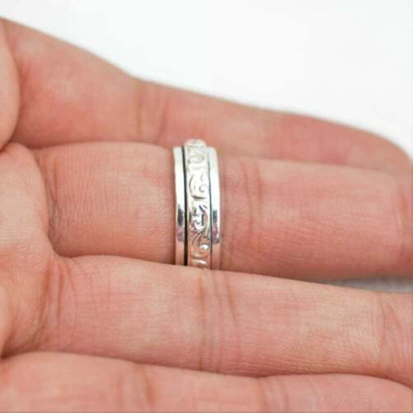 925 Silver Without Stone Women’s Gorgeous Fancy Band Ring 14K White Gold Plated