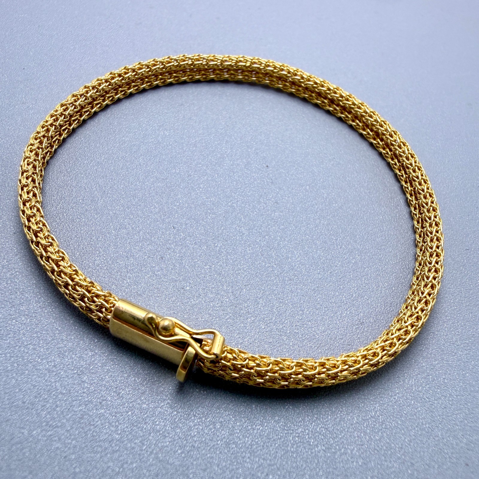 18K Italy Yellow Gold 5mm Mesh 7″ Bracelet 12.2 grams