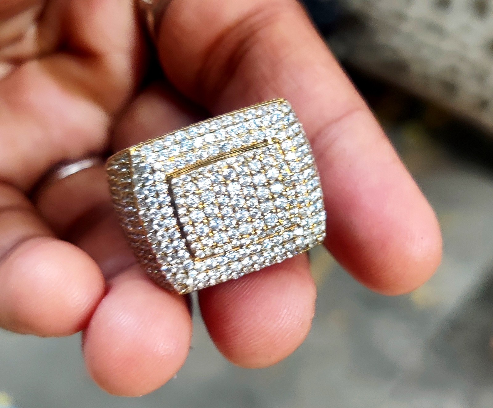 2.50Ct Lab-Created Diamond Cluster Men’s Engagement Ring 14K Yellow Gold Plated