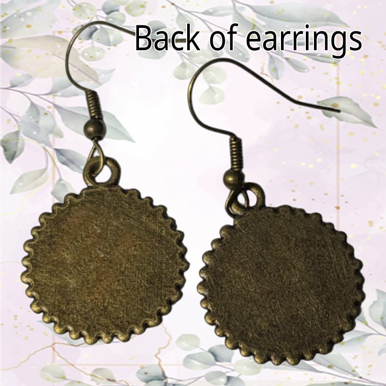 Lilac Violet Flowers Floral Print Earrings Bronze Dangle Handcrafted Jewelry