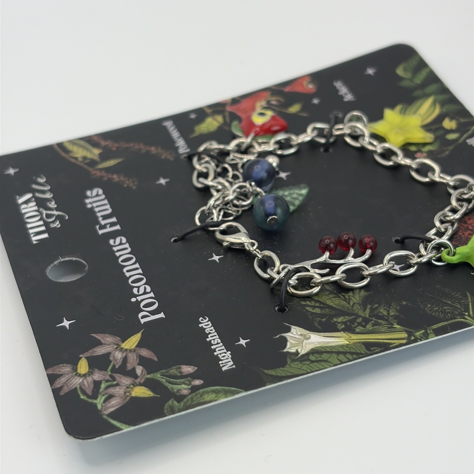 New Thorn & Fable Hot Topic Bracelet Poisonous Fruits Chain Charm Emo Scary