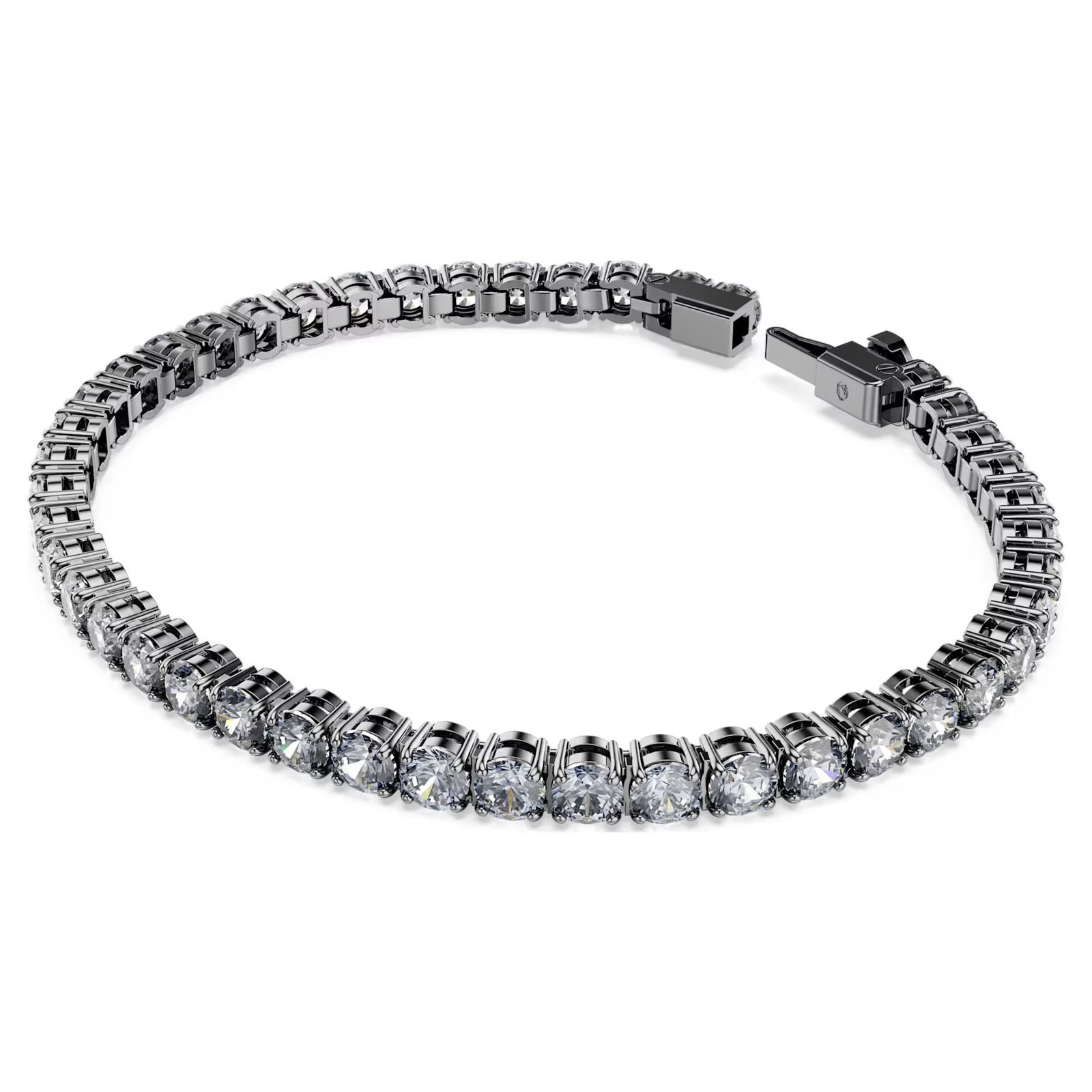 Swarovski Matrix Tennis Bracelet Round Cut, Gray, Ruthenium 5693929 (Size L)