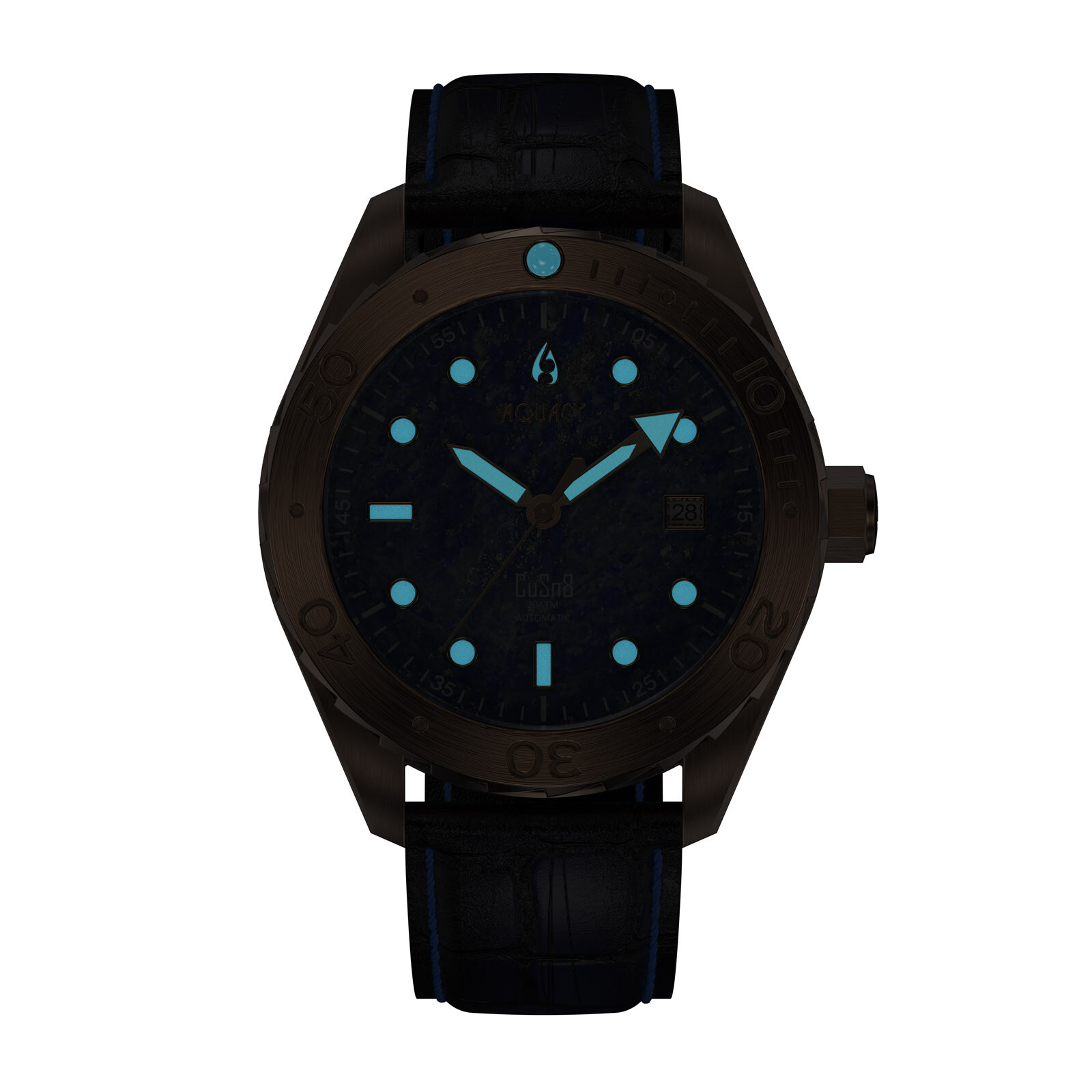 Aquacy Bronze CuSn8 Men’s Lapis Lazuli Stone Dial Watch Automatic 200M Miyota