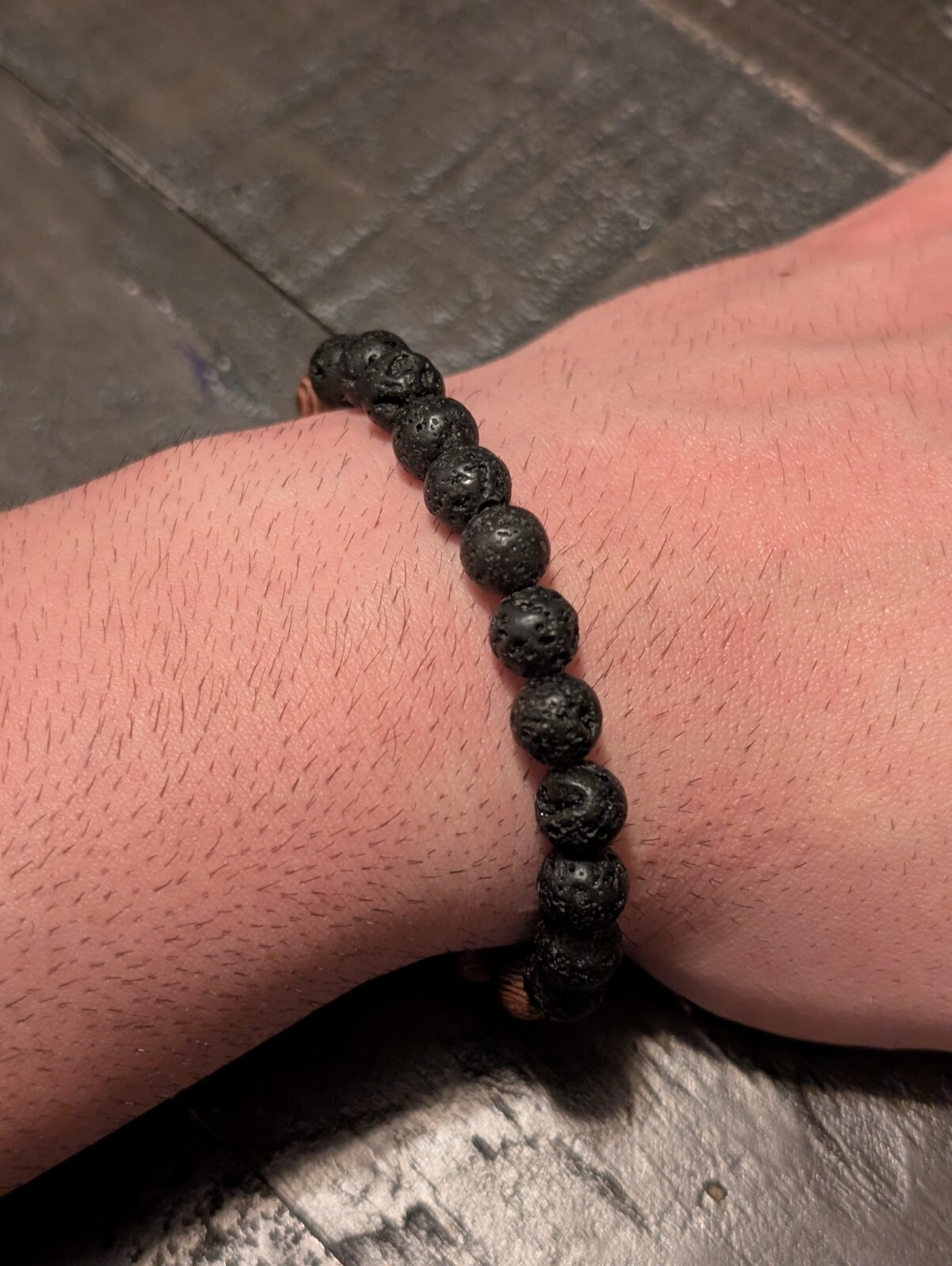 Lava Stone/Wood Grain Elastic Bracelets For Women Men Round 8mm Beaded Handmade