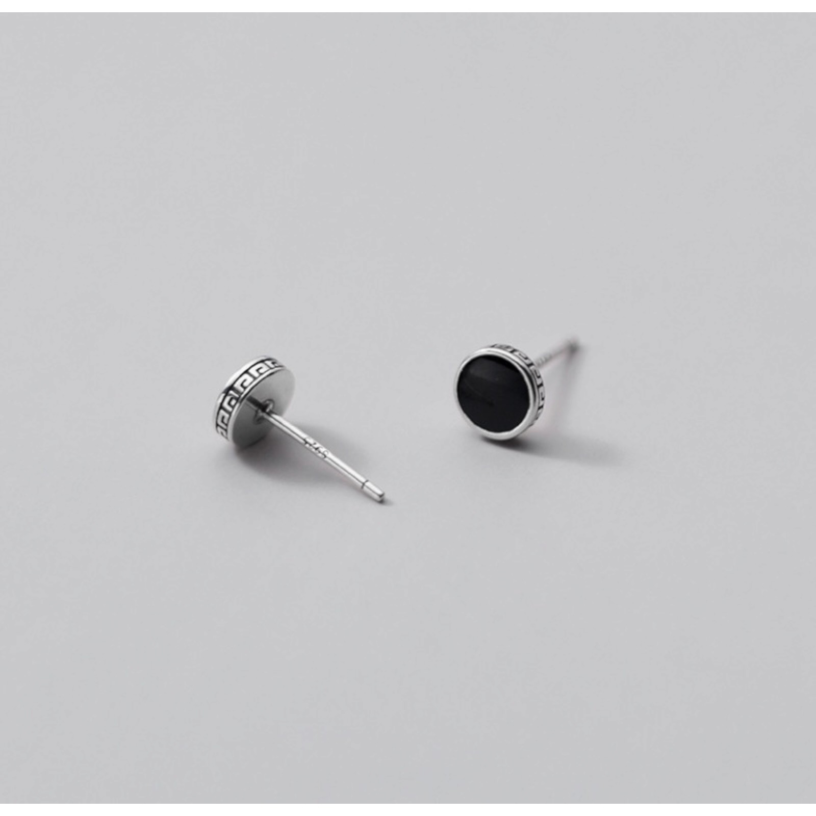 Women 925 Sterling Silver Black Enamel Round Stud Post Earrings 6mm Gift B44