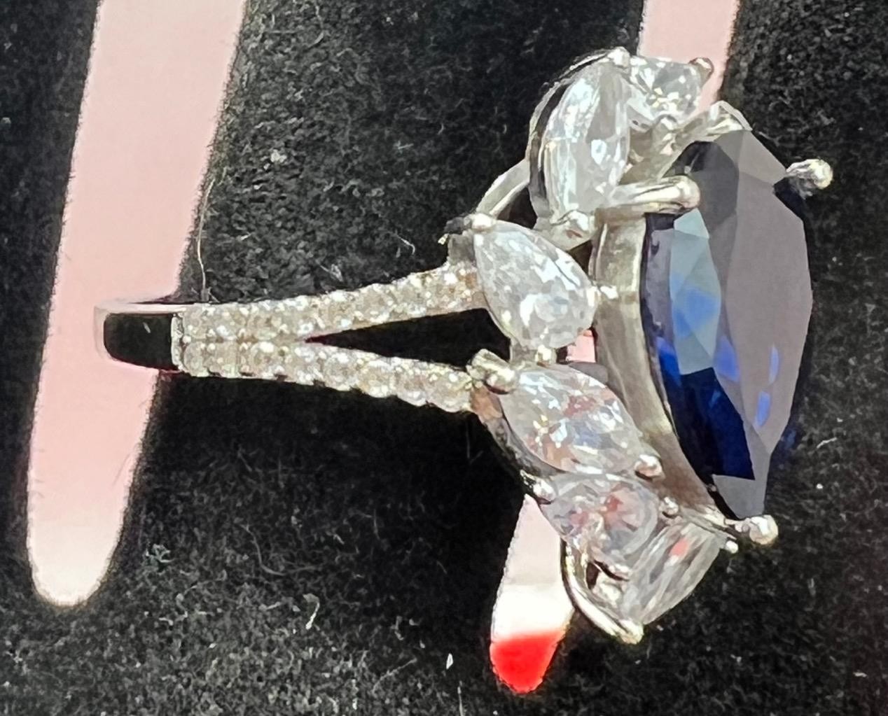 Fuzion Creation FZN Sterling Silver Cubic Zirconia Band Sapphire Ring 925 Size 8
