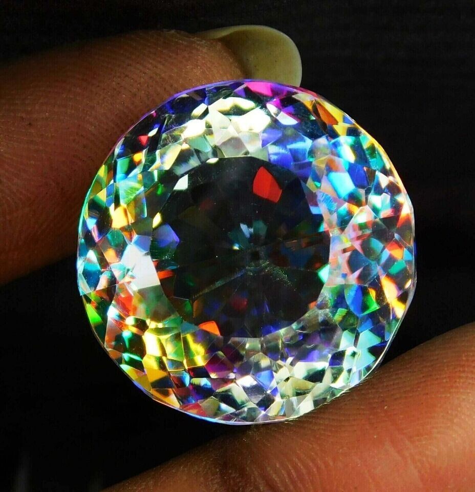 AAA 52.00 CT+ Rainbow Colour Round Cut Natural Mystic Topaz Loose Gemstone