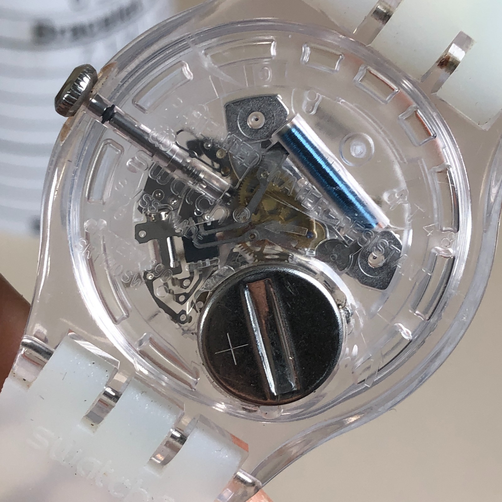 Swatch Unisex Dress Skeleton Dial Spot The Dot Plastic Band Quartz 40mm Watch 8″