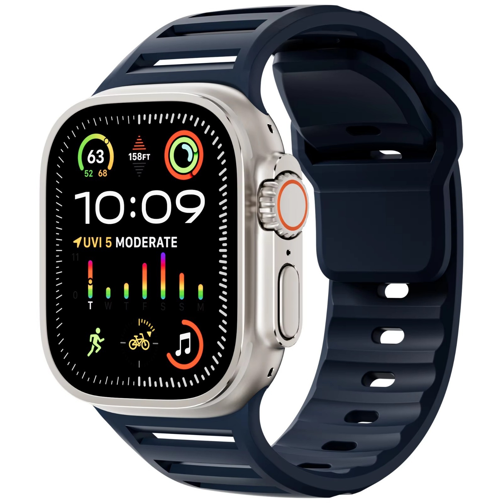 For Apple Watch Series Ultra 3 11 10 9 8 7 iWatch 49mm Silicone Sport Band Strap
