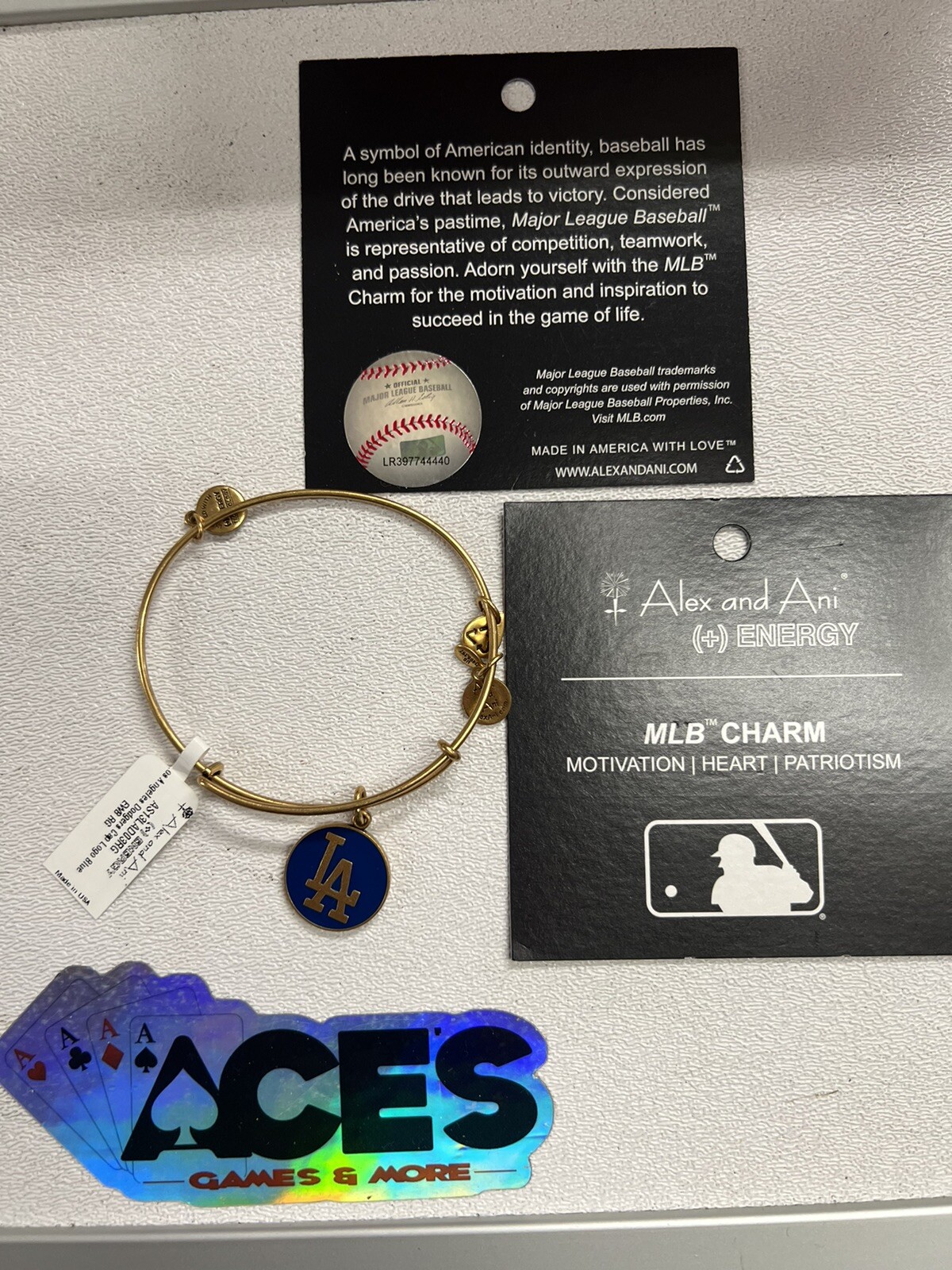 ALEX AND ANI LA Dogers Women’s Charm Bangle Bracelet – Blue Cap Logo New. Copper