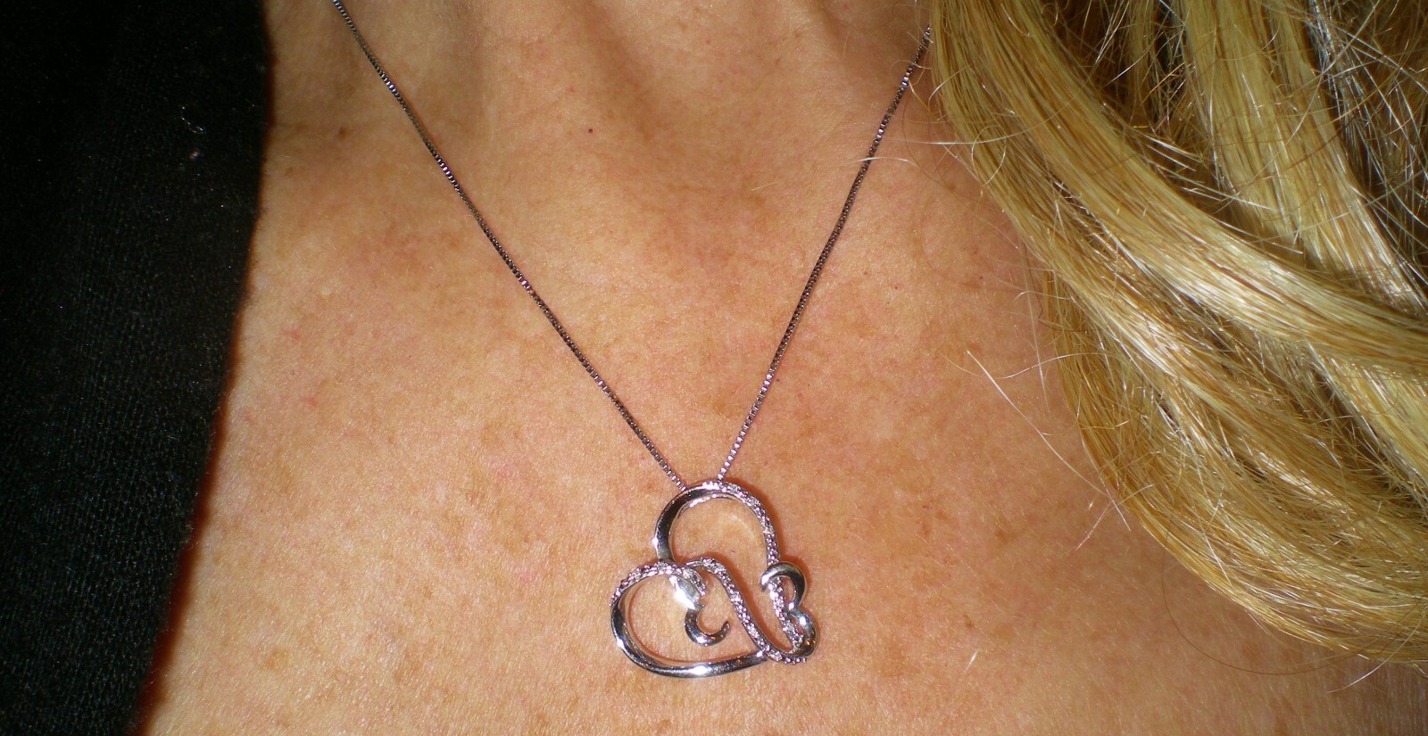 Jane Seymour Open Hearts SS Heart-Shape Diamond Accent Necklace 💎 KAY Jewelers