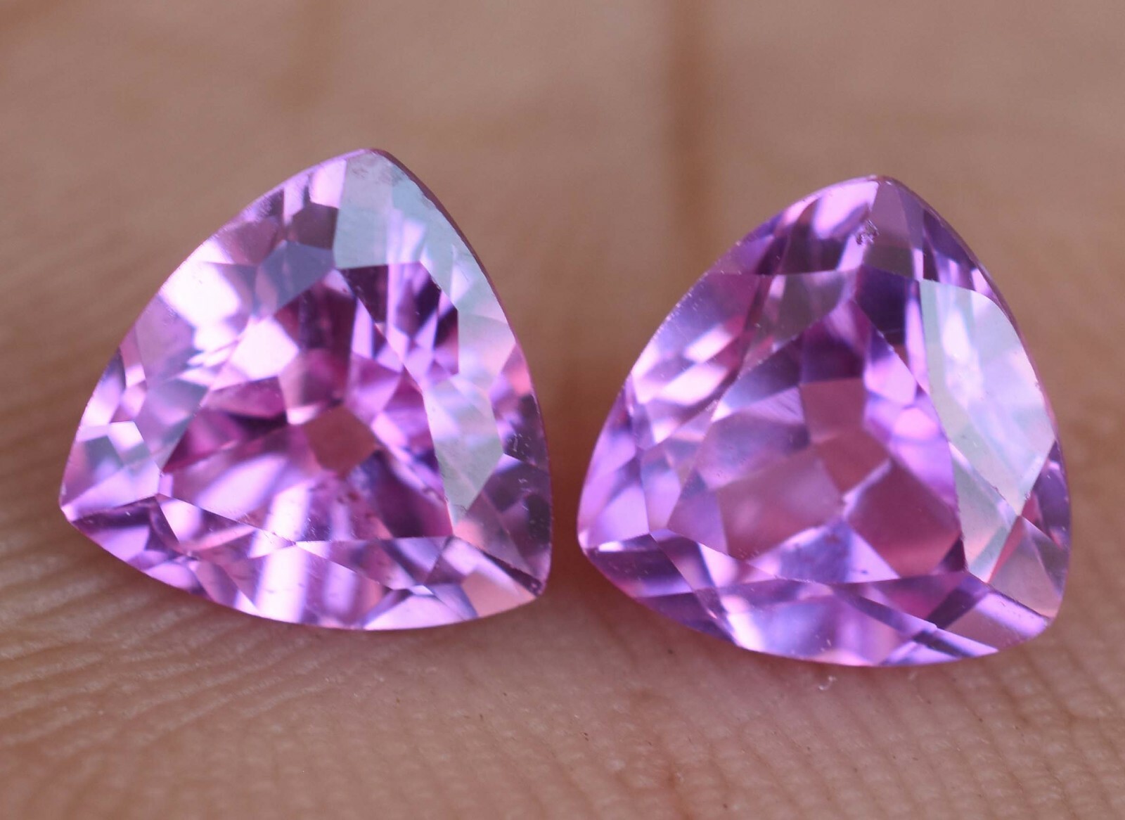 2.95 Ct Pair of Natural Mogok Pink Ruby Trillion Certified AAA+ Treated Gemstone