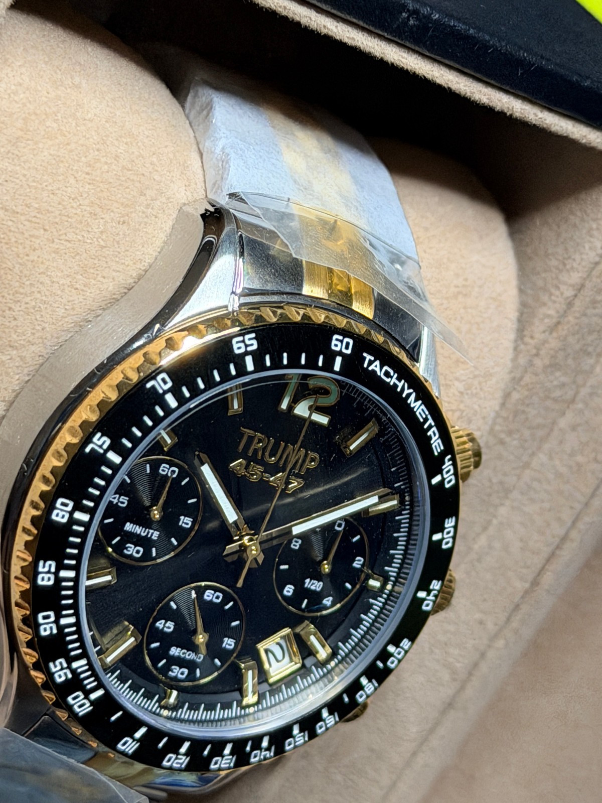 DONALD TRUMP 45 47 FIGHT CHRONOGRAPH Watch GOLD SILVER BLACK # /2000 FATHERS DAY