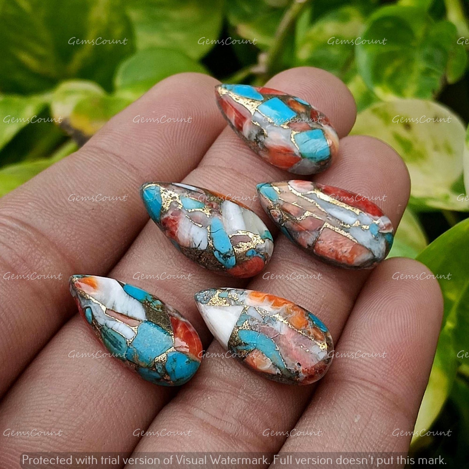 Natural Oyster Turquoise Long Pear Cabochon Handcrafted Gemstone 5x10mm-15x30mm