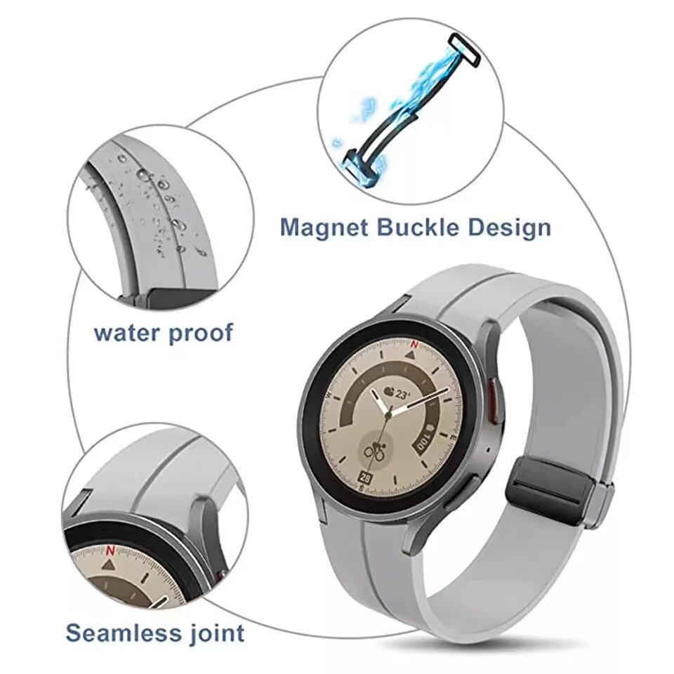 Magnetic Silicone Band Strap For Samsung Galaxy Watch 6 40mm 44mm Classic 43/47