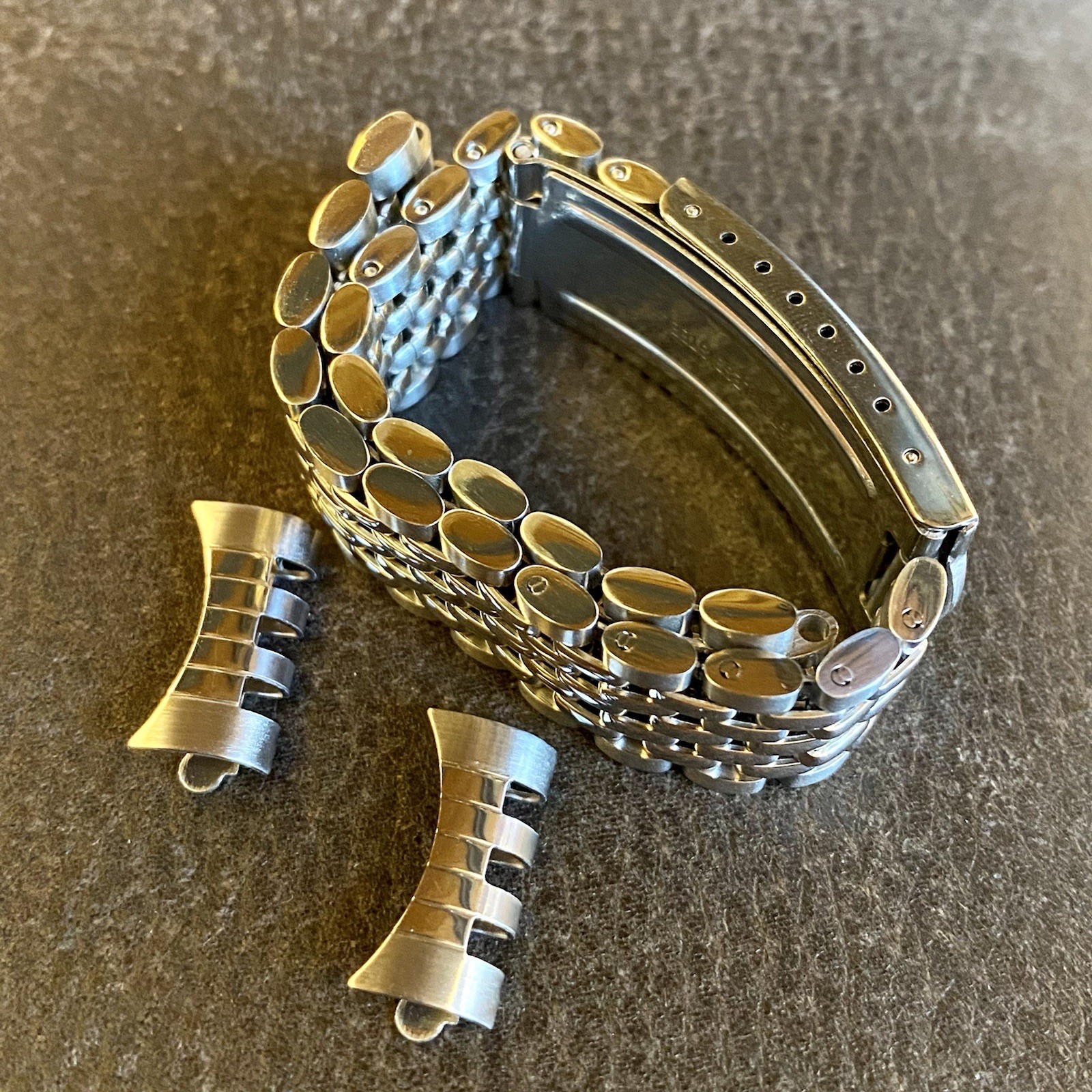 Vintage Style 19mm ROUNDED Beads Of Rice Watch Bracelet Band CLASSIC CLASP FORM