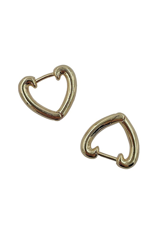 Do Everything in Love 14K Gold/White Gold Heart Love Huggie Hoop Brass Earring
