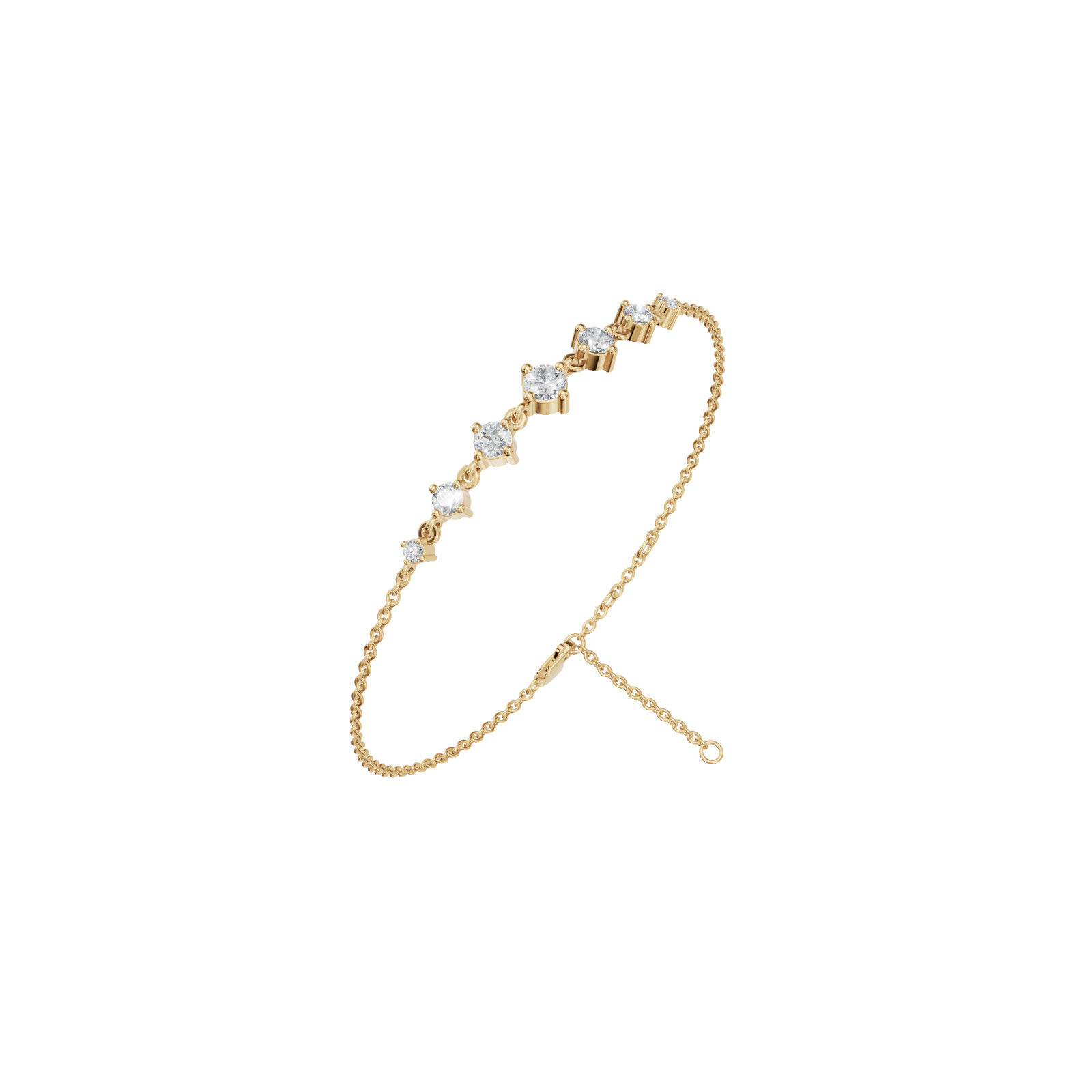 1.00 CT Luna Cascade Round Lab Grown Diamond Minimalist Dainty Chain Bracelet