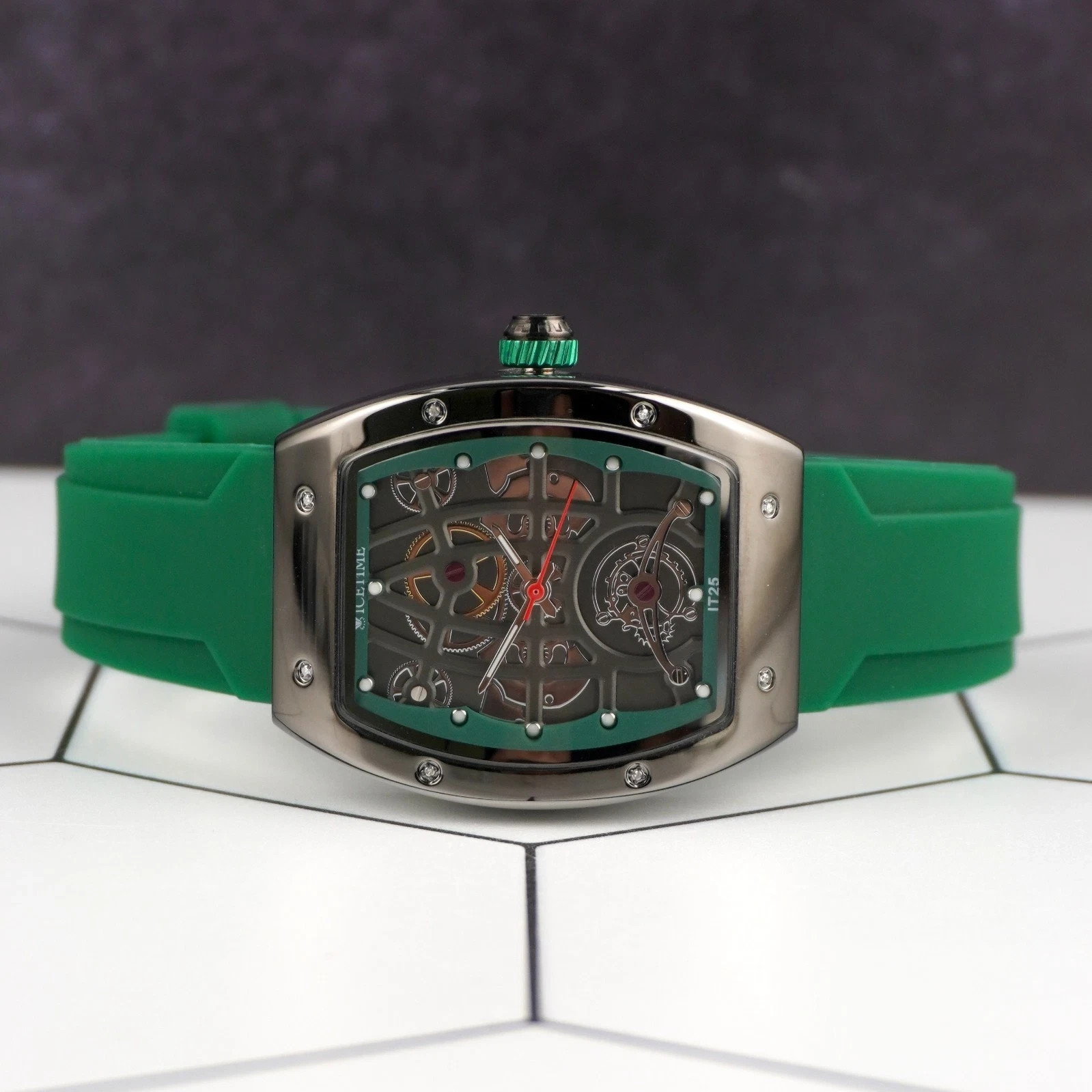 Flash Sale! IceTime 33mm Green Dial Steel Mens Watch 0.10ct Diamonds IT25 🔥