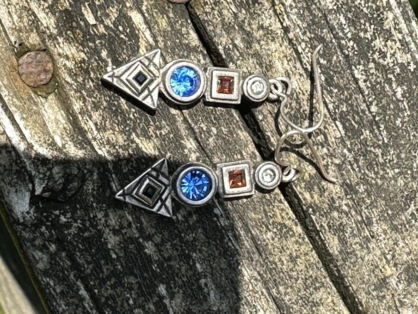 Patricia Locke Silver Tone Dangle, Blue And Silver Earrings