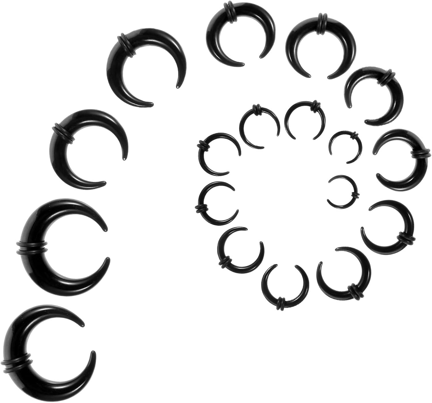 18 Pcs Septum Pincher Tapers Rings, Septum Stretching Piercing Kit Body Cartilag