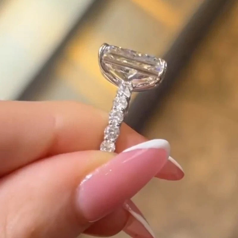 RARE 5.30 Ct Radiant Cut Certified White Diamond Silitaire Ring 925 Silver