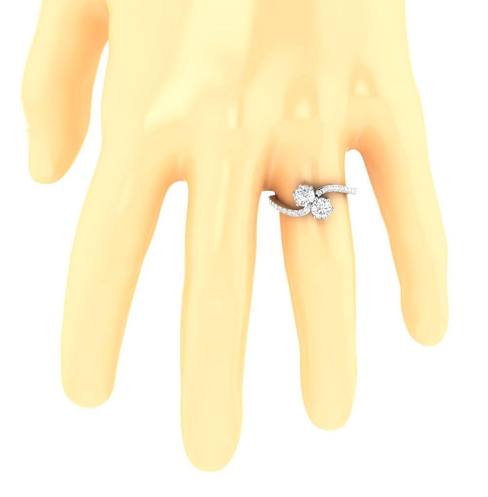 Lab Grown Diamond VS1 F 1.45Ct Forever Us 2 Stone Engagement Ring 14K Solid Gold