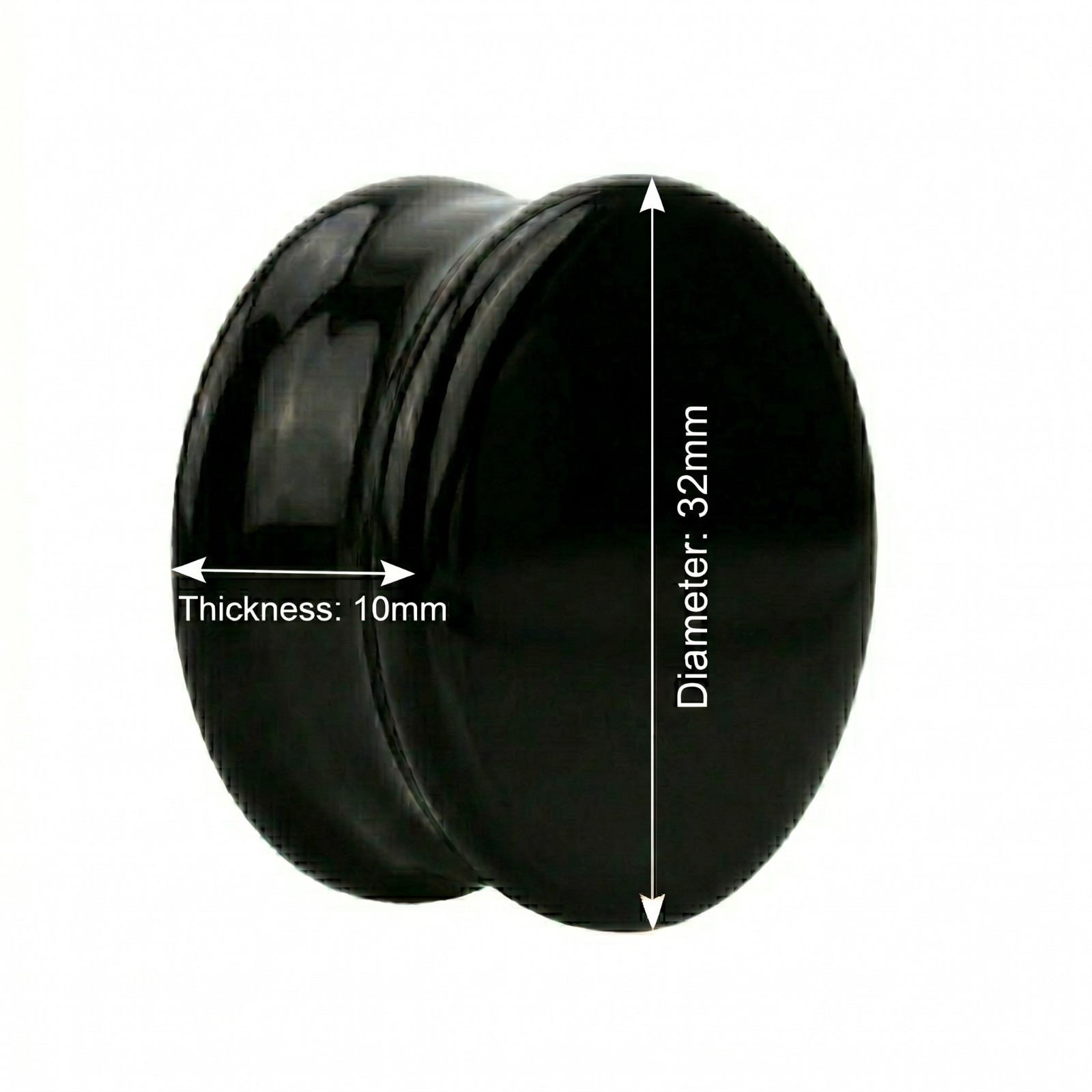 Pair Black Obsidian Stone Double Flared Plug Gauges 28,30,32,34 MM Expander E614