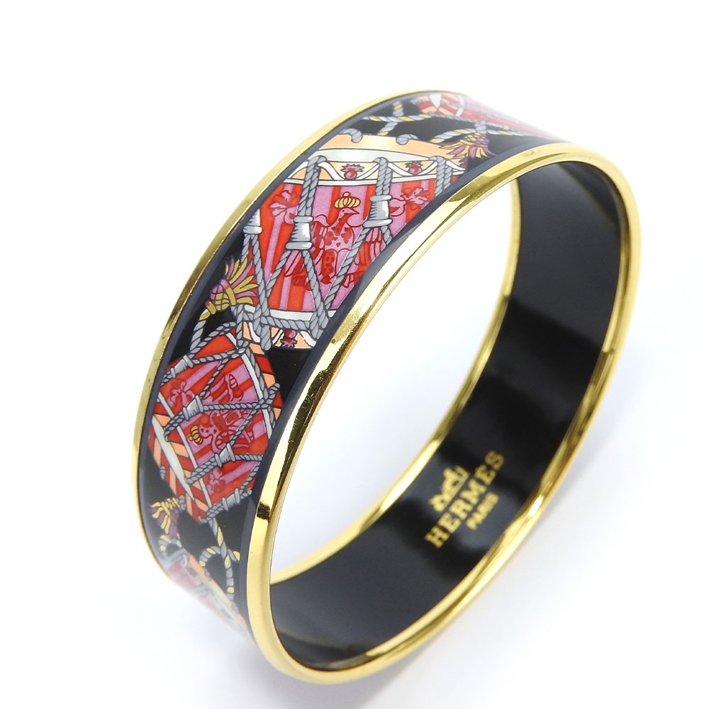 USED HERMES bracelet Emilel GM metal 36.3g multicolor black drum
