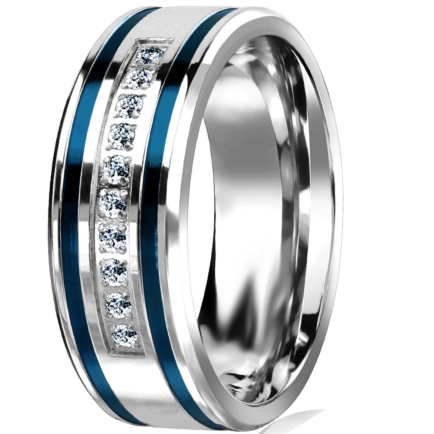 His and Her Simulated Sapphire Blue CZ Wedding Engagement Rings Set for Him Her