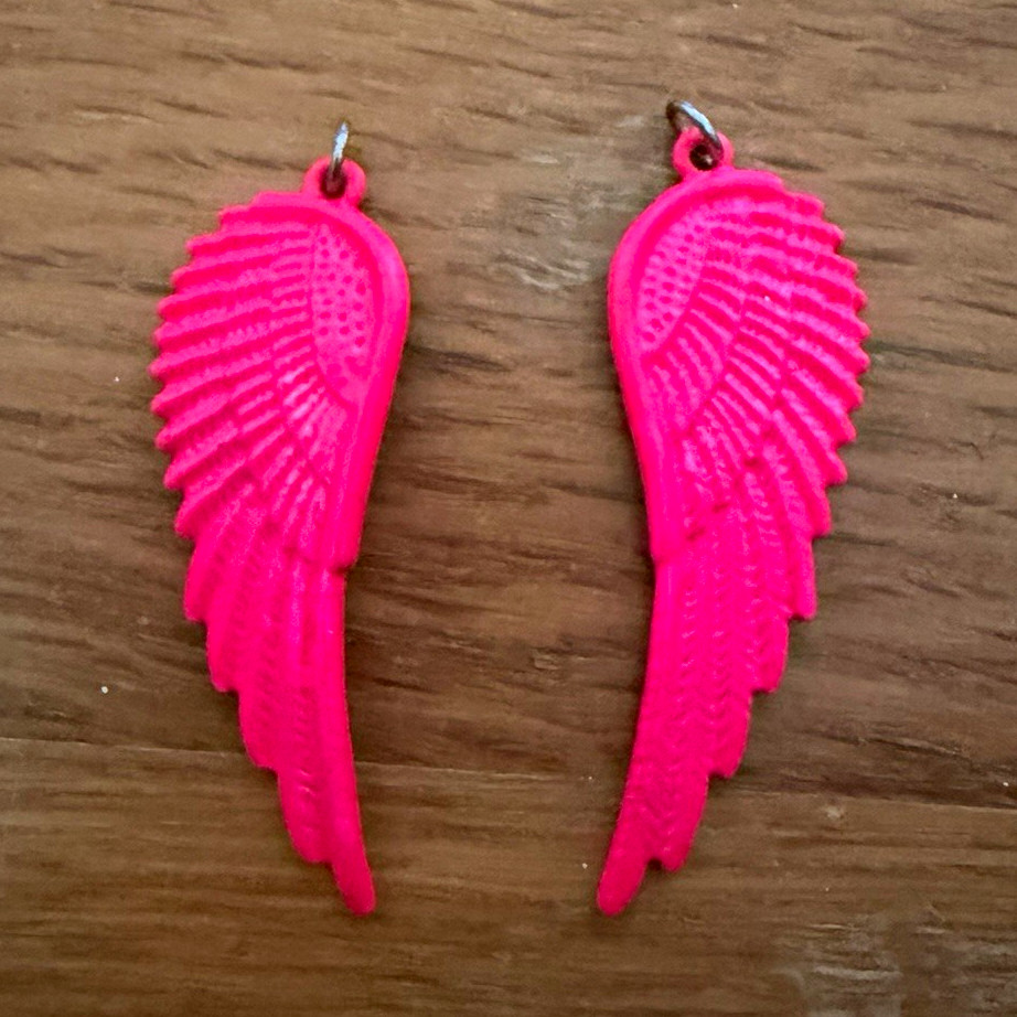 Pink Angel Wing Dangle/Drop , Metal