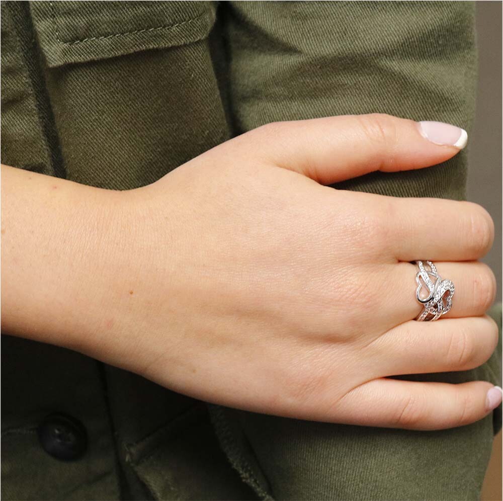 925 Sterling Silver Heart Infinity Knot CZ Promise Band Ring Sizes 6 – 9
