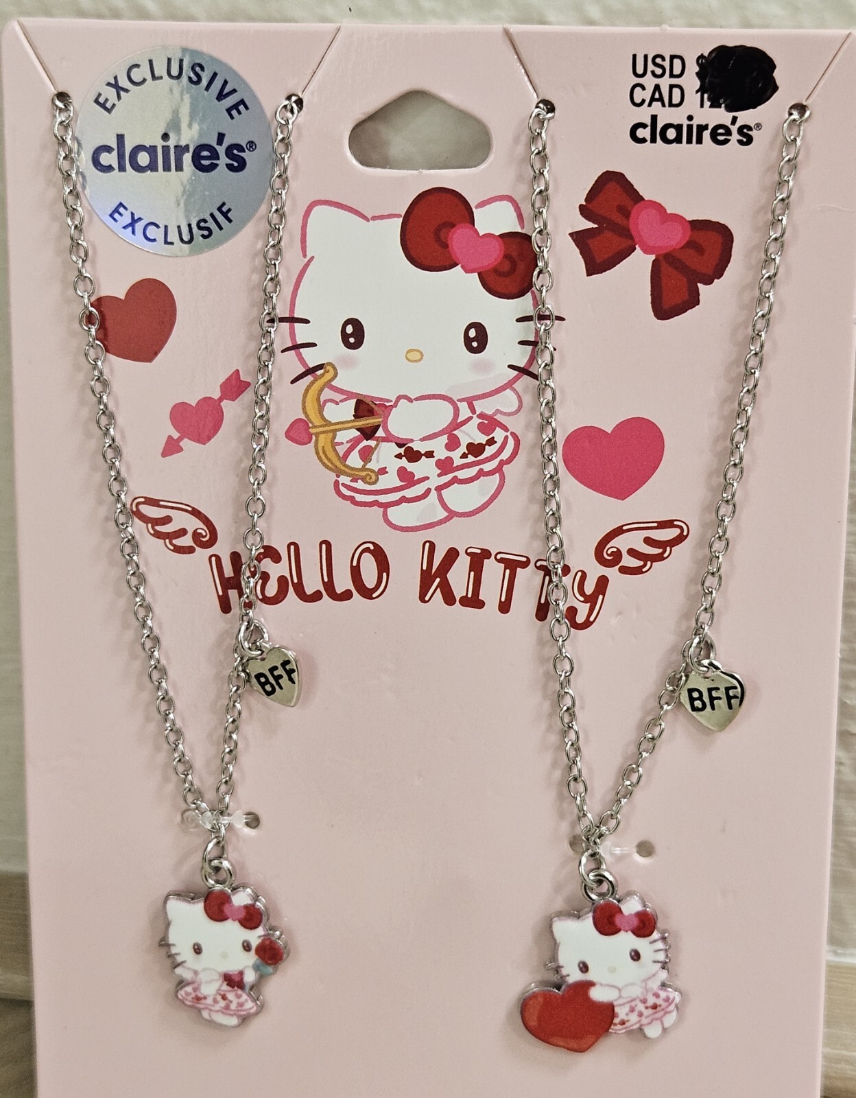 2 PC CLAIRE’S HELLO KITTY SANRIO BEST FRIENDS BF VALENTINE’S DAY NECKLACES