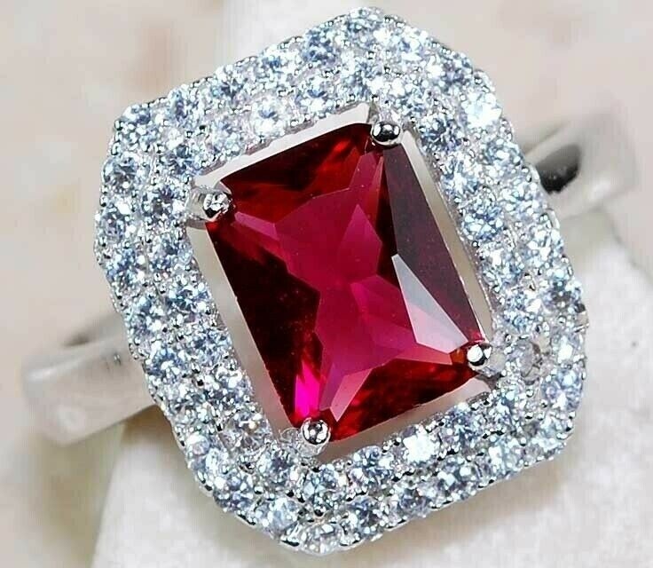 3CT Heat Treated Rubellite Tourmaline 925 Solid Sterling Silver Ring Sz 6 UB3-6