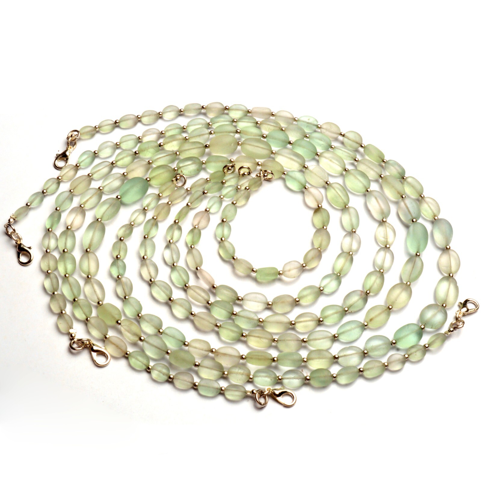 Rough Unpolished Green Fluorite 7 to 13 mm Size Oval Nugget Beads Necklace 16″