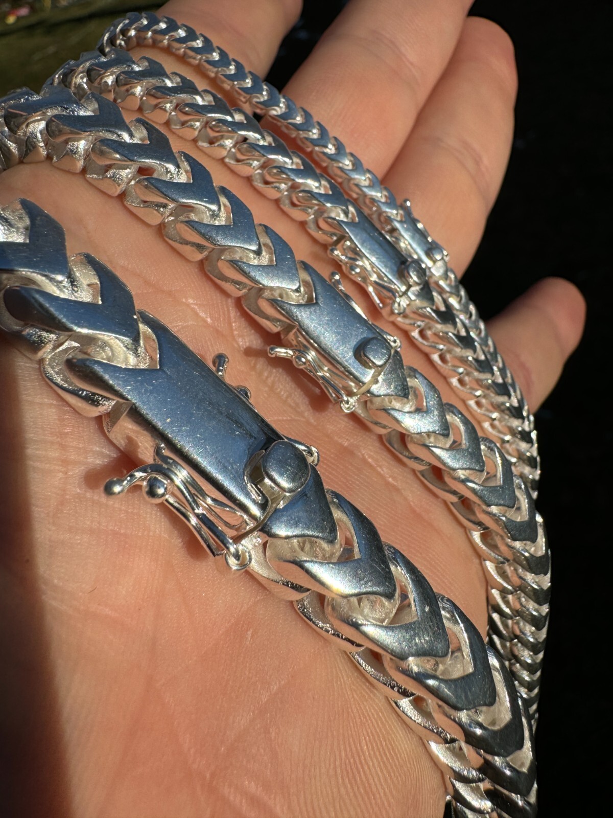 Handmade Franco Chain Necklace Real 925 Silver Box Clasp 4mm-10mm Thick Mens