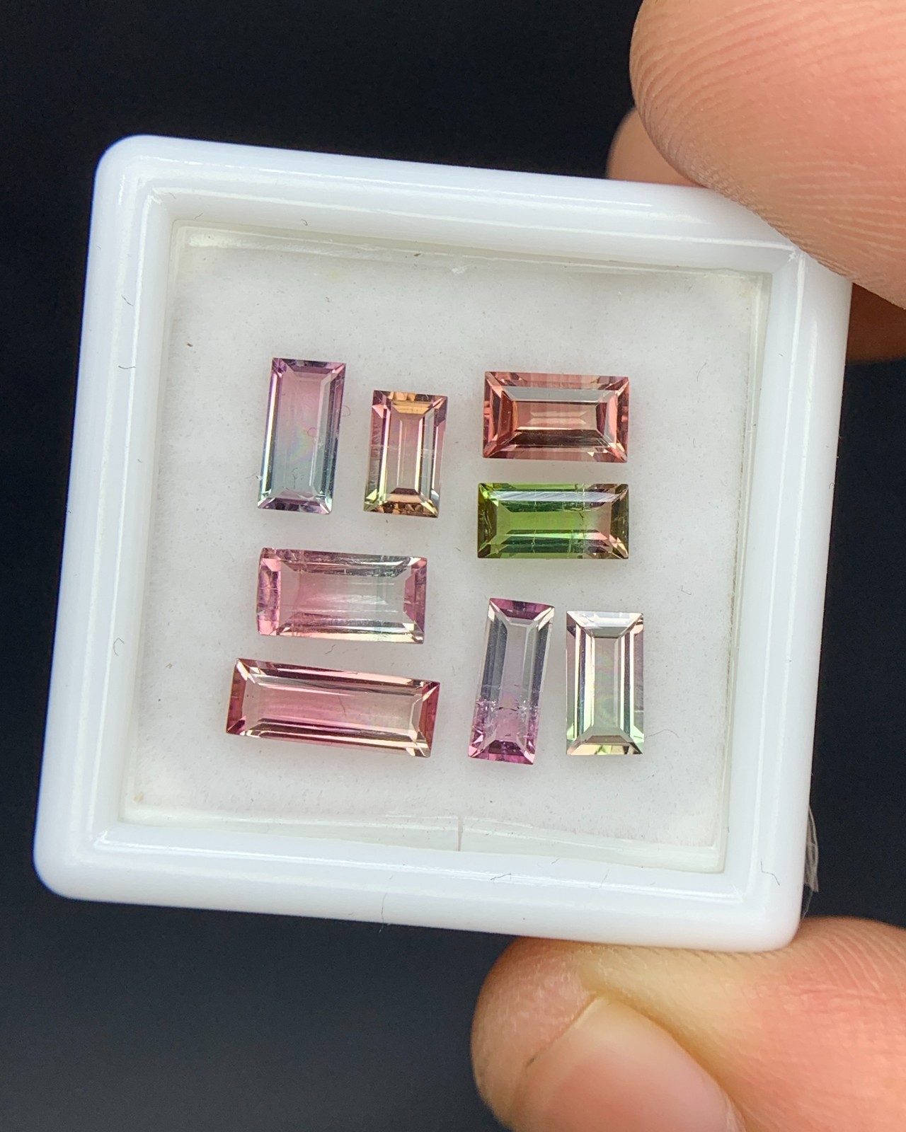 Natural Bi Color Tourmaline Lot 2.91 Carat Mix Size Baguette Shape Faceted Gem