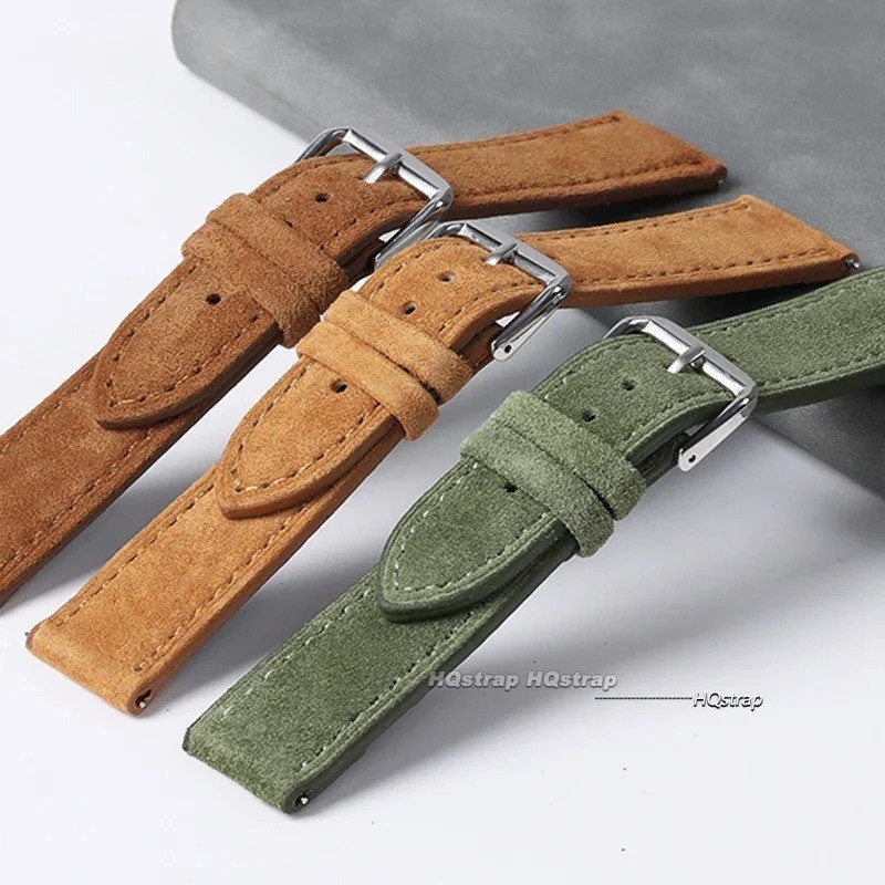 New Soft Suede Leather Watch Band Straps Stainless Steel Buckle 18/19/20/22/24mm